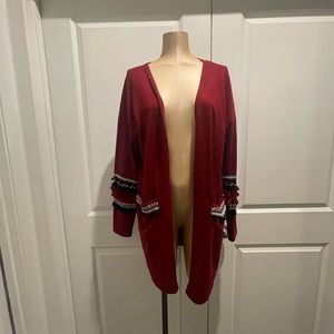 Open front embellished cardigan